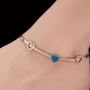 Rose Gold/Gold/Silver Heart Anklet